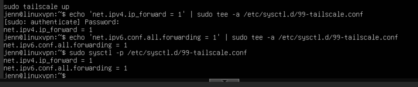 Redacted Tailscale configuration for the linuxvpn subnet router and exit node